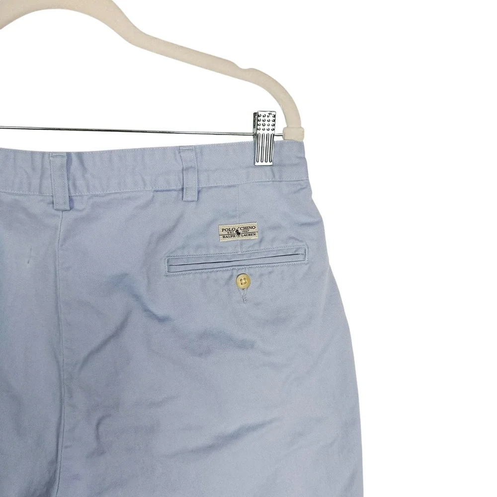 Polo Ralph Lauren Tyler Shorts 36 Light Blue Pleated Chino Preppy Coastal